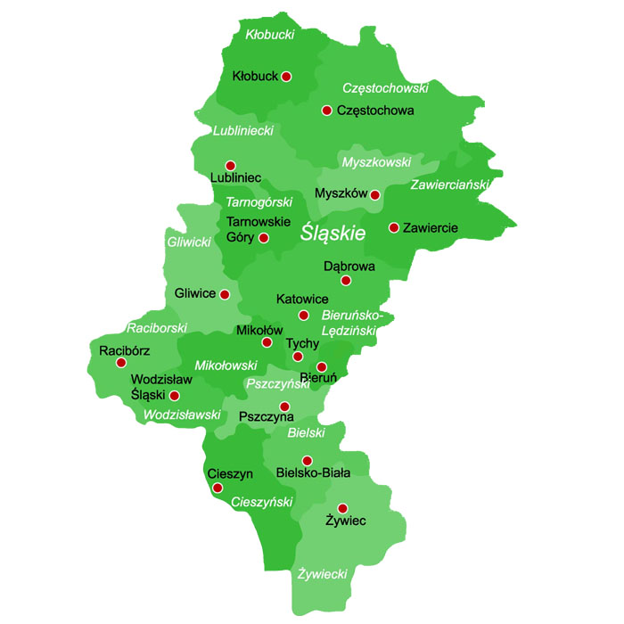 mapa województwa śląskiego